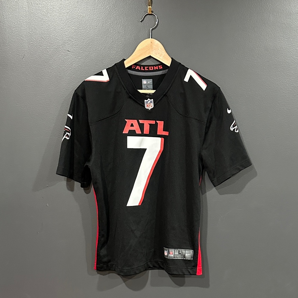 Nike Bijan Robinson Black Football Jersey with White and Red Accents, #7